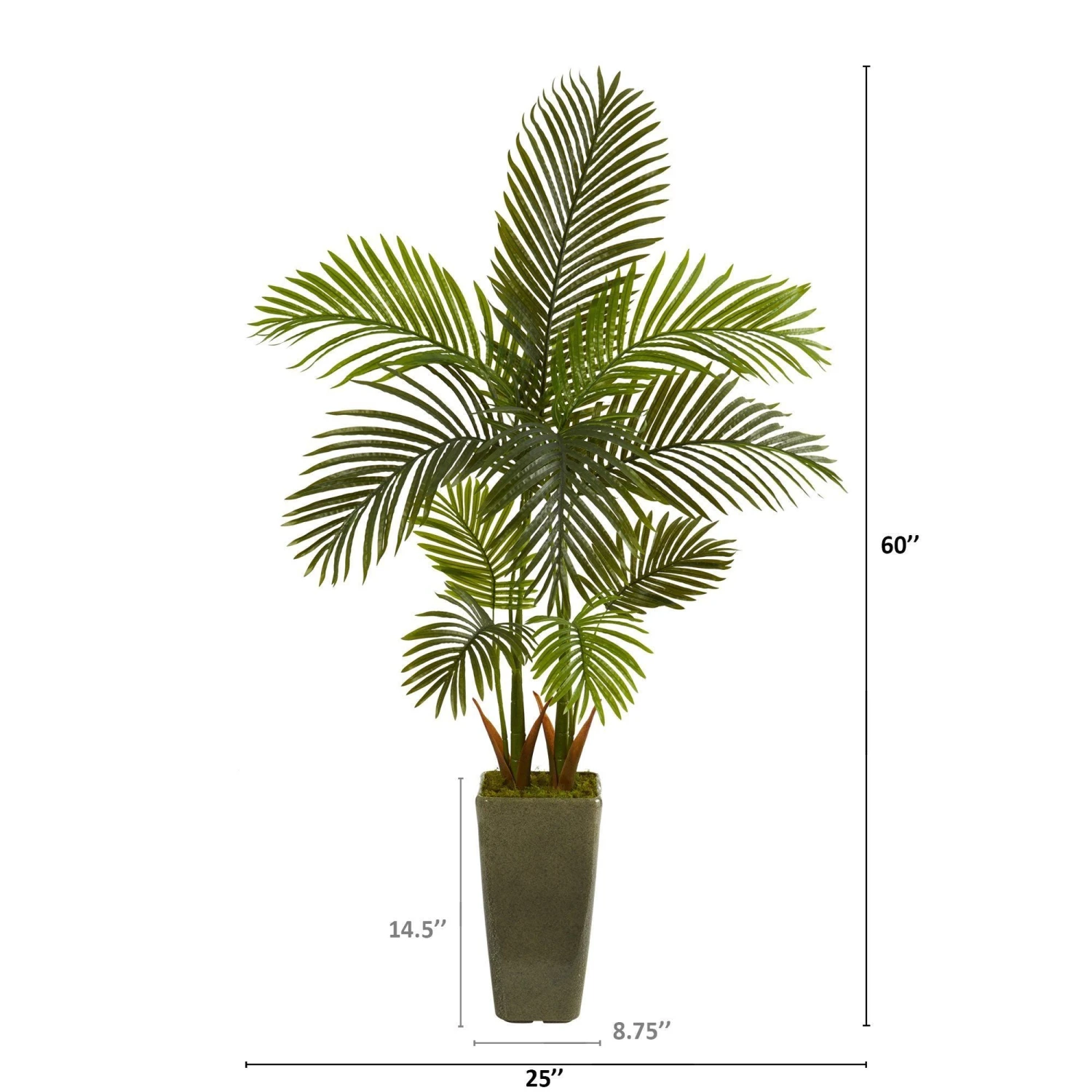 5’ Areca Palm Artificial Tree In Green Planter 4 5’ Areca Palm Artificial Tree In Green Planter - Image 2