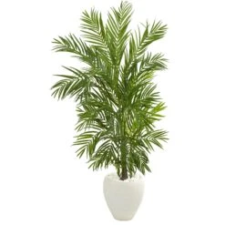 5’ Areca Palm Artificial Tree In White Planter