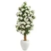 5’ Azalea Artificial Tree In White Planter -Artificial Flowers Sale artificial 5 azalea artificial tree in white planter nearly natural 614207