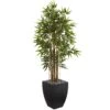 5' Bamboo Artificial Tree In Black Wash Planter -Artificial Flowers Sale artificial 5 bamboo artificial tree in black wash planter nearly natural 960614