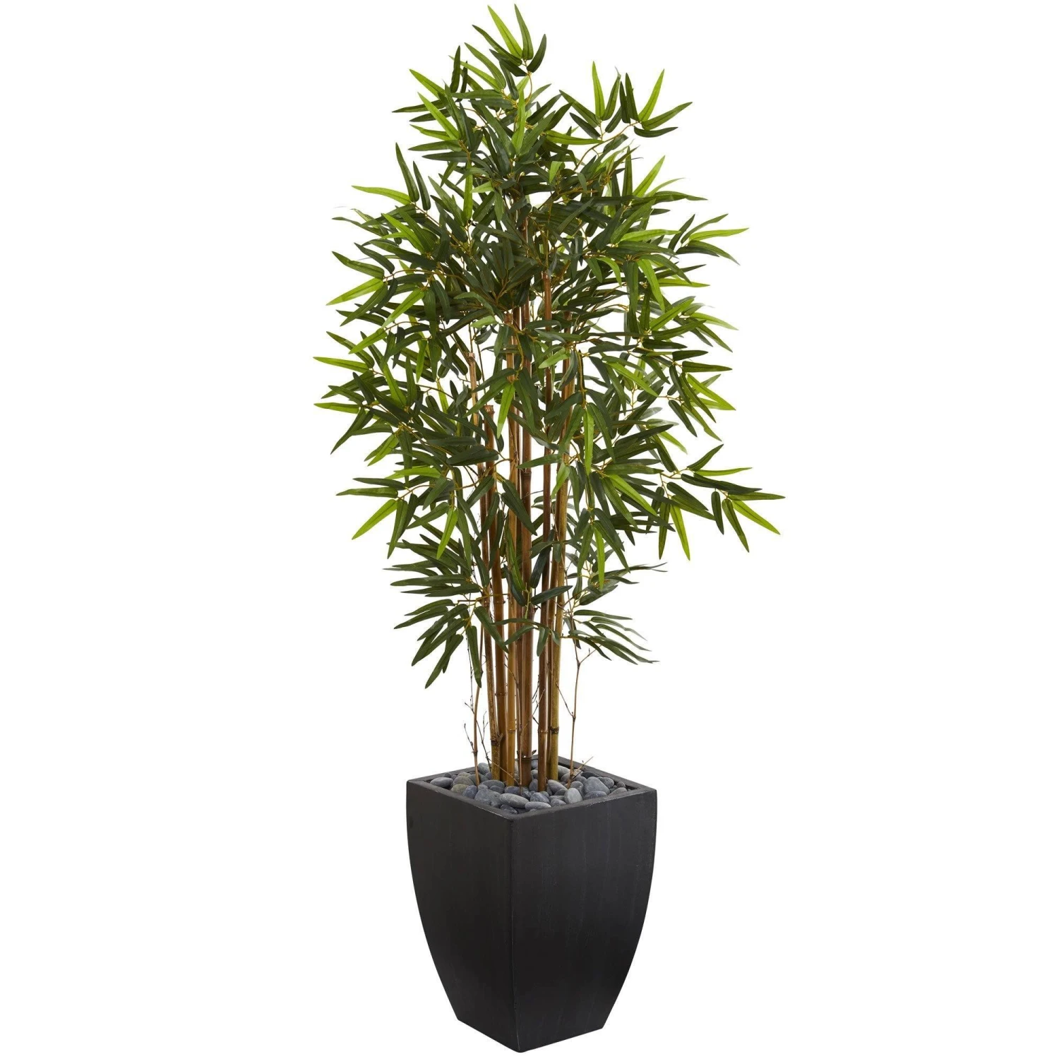 5' Bamboo Artificial Tree In Black Wash Planter 3 5' Bamboo Artificial Tree In Black Wash Planter