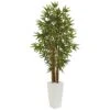 5’ Bamboo Tree In White Tower Planter -Artificial Flowers Sale artificial 5 bamboo tree in white tower planter nearly natural 987656