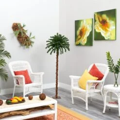 5’ Christmas Palm Artificial Tree With 150 Warm White LED Lights -Artificial Flowers Sale artificial 5 christmas palm artificial tree with 150 warm white led lights nearly natural 502172