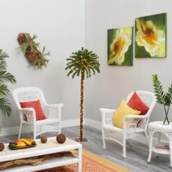 5’ Christmas Palm Artificial Tree With 150 Warm White LED Lights -Artificial Flowers Sale artificial 5 christmas palm artificial tree with 150 warm white led lights nearly natural 562146