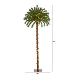 5’ Christmas Palm Artificial Tree With 150 Warm White LED Lights -Artificial Flowers Sale artificial 5 christmas palm artificial tree with 150 warm white led lights nearly natural 607927