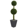 5’ Double Ball Boxwood Topiary Artificial Tree In Slate Planter(Indoor/Outdoor) -Artificial Flowers Sale artificial 5 double ball boxwood topiary artificial tree in slate planter uv resistant indooroutdoorr nearly natural 362176