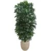 5’ Double Bamboo Palm Artificial Plant In Sandstone Planter -Artificial Flowers Sale artificial 5 double bamboo palm artificial plant in sandstone planter nearly natural 467634