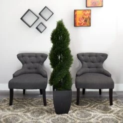 5’ Double Cypress Spiral Topiary Artificial Tree In Black Planter (Indoor/Outdoor) 7 5’ Double Cypress Spiral Topiary Artificial Tree In Black Planter (Indoor/Outdoor) -Artificial Flowers Sale artificial 5 double cypress spiral topiary artificial tree in black planter uv resistant indooroutdoor nearly natural 592288