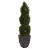 5’ Double Cypress Spiral Topiary Artificial Tree In Black Planter (Indoor/Outdoor) 2 5’ Double Cypress Spiral Topiary Artificial Tree In Black Planter (Indoor/Outdoor) -Artificial Flowers Sale artificial 5 double cypress spiral topiary artificial tree in black planter uv resistant indooroutdoor nearly natural 657187