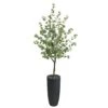 5’ Eucalyptus Artificial Tree In Gray Planter -Artificial Flowers Sale artificial 5 eucalyptus artificial tree in gray planter nearly natural 744469