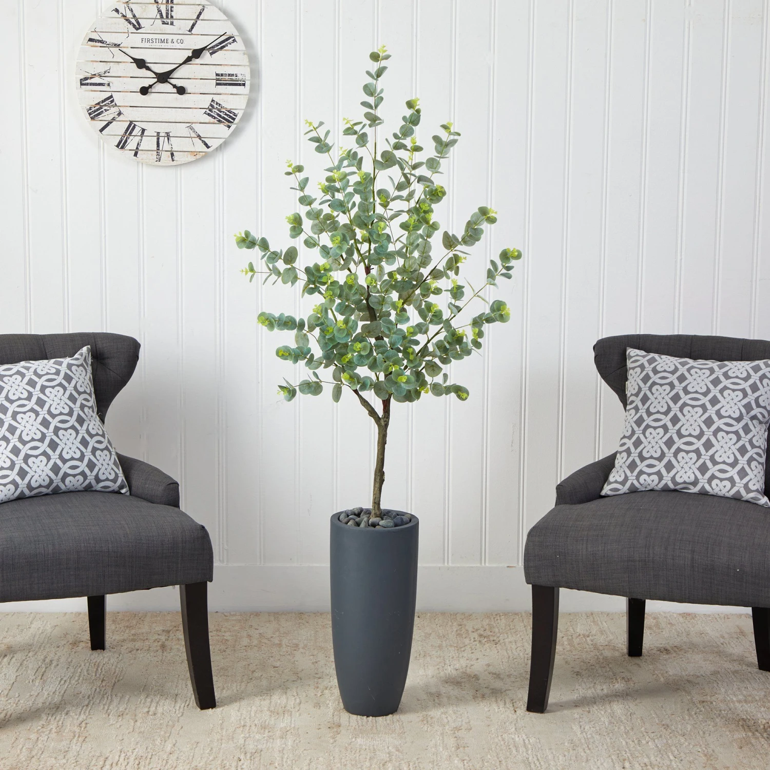 5’ Eucalyptus Artificial Tree In Gray Planter 5 5’ Eucalyptus Artificial Tree In Gray Planter - Image 3