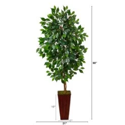 5’ Ficus Artificial Tree In Bamboo Planter -Artificial Flowers Sale artificial 5 ficus artificial tree in bamboo planter nearly natural 627757
