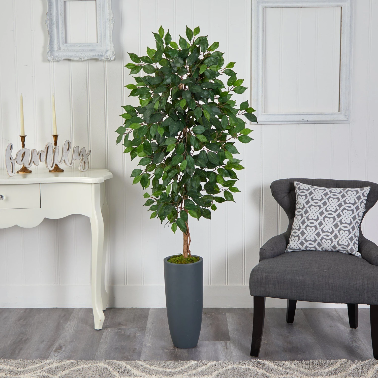 5’ Ficus Artificial Tree In Gray Planter 5 5’ Ficus Artificial Tree In Gray Planter - Image 3