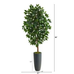 5’ Ficus Artificial Tree In Gray Planter 7 5’ Ficus Artificial Tree In Gray Planter -Artificial Flowers Sale artificial 5 ficus artificial tree in gray planter nearly natural 972470
