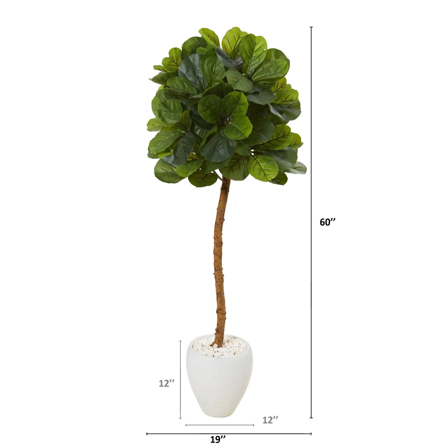 5’ Fiddle Leaf Artificial Tree In White Planter (Real Touch) 4 5’ Fiddle Leaf Artificial Tree In White Planter (Real Touch) - Image 2