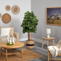 5’ Fiddle Leaf Fig Artificial Tree In Handmade Natural Cotton Planter 9 5’ Fiddle Leaf Fig Artificial Tree In Handmade Natural Cotton Planter -Artificial Flowers Sale artificial 5 fiddle leaf fig artificial tree in handmade natural cotton planter nearly natural 869361