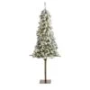 5’ Flocked Alpine Artificial Christmas Tree -Artificial Flowers Sale artificial 5 flocked alpine christmas artificial tree with 150 lights and 405 bendable branches nearly natural 513719