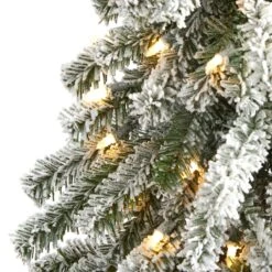 5’ Flocked Alpine Artificial Christmas Tree -Artificial Flowers Sale artificial 5 flocked alpine christmas artificial tree with 150 lights and 405 bendable branches nearly natural 567810