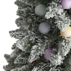 5' Flocked British Columbia Mountain Fir Artificial Christmas Tree With 50 Multi Color Globe Bulbs And 379 Bendable Branches -Artificial Flowers Sale artificial 5 flocked british columbia mountain fir artificial christmas tree in decorative planter with 50 multi color globe bulbs and 379 bendable branches nearly natura 843627