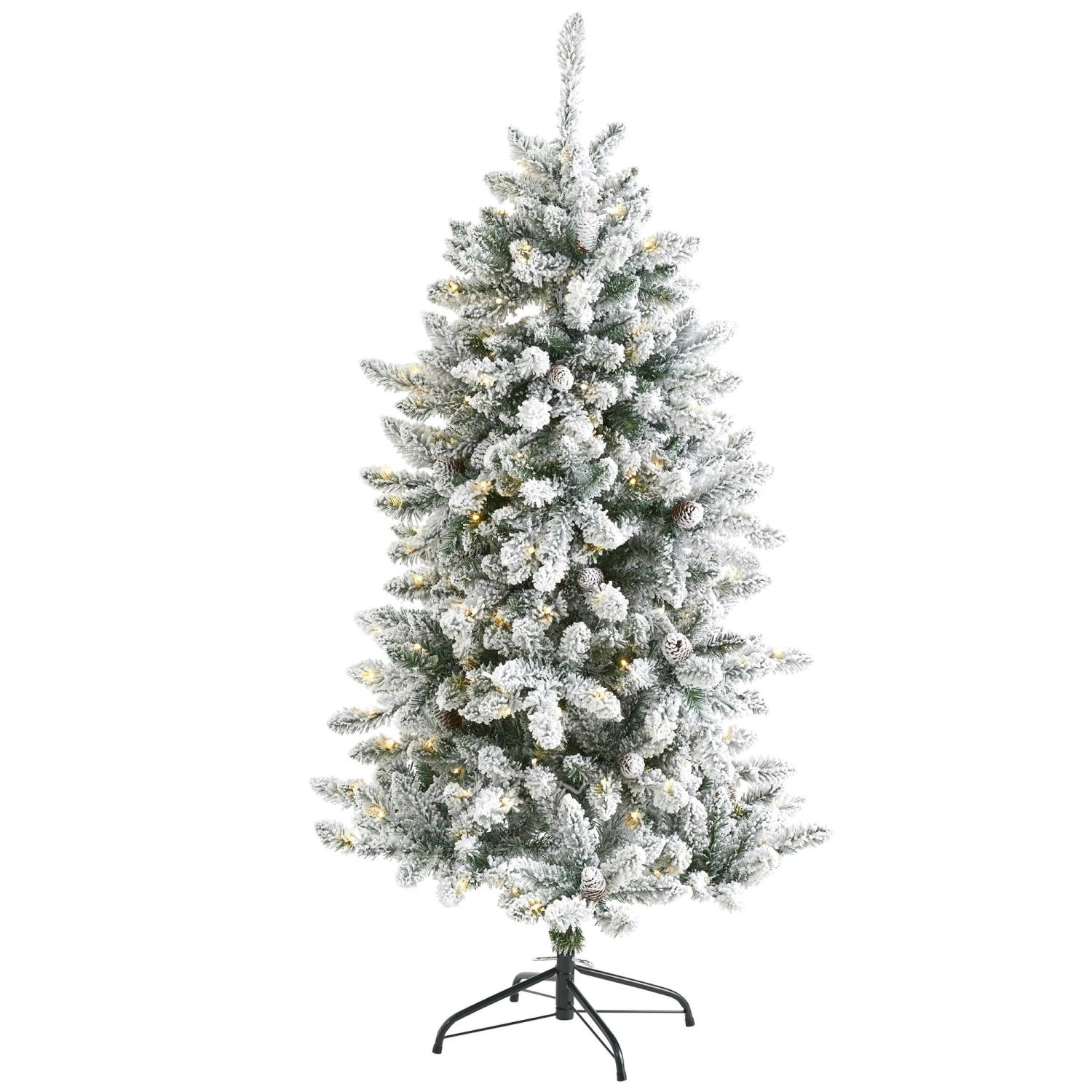 5’ Flocked Livingston Fir Artificial Christmas Tree With Pine Cones And 200 Clear Warm LED Lights 3 5’ Flocked Livingston Fir Artificial Christmas Tree With Pine Cones And 200 Clear Warm LED Lights