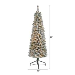 5’ Flocked Pencil Artificial Christmas Tree With 200 Clear Lights And 318 Bendable Branches -Artificial Flowers Sale artificial 5 flocked pencil artificial christmas tree with 200 clear lights and 318 bendable branches nearly natural 379832