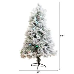 5' Flocked Pre-Lit Fiber Optic Artificial Pinecone Christmas Tree With 50 Colorful LED Lights -Artificial Flowers Sale artificial 5 flocked pre lit fiber optic artificial pinecone christmas tree with 50 colorful led lights nearly natural 207723
