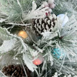 5' Flocked Pre-Lit Fiber Optic Artificial Pinecone Christmas Tree With 50 Colorful LED Lights -Artificial Flowers Sale artificial 5 flocked pre lit fiber optic artificial pinecone christmas tree with 50 colorful led lights nearly natural 582497