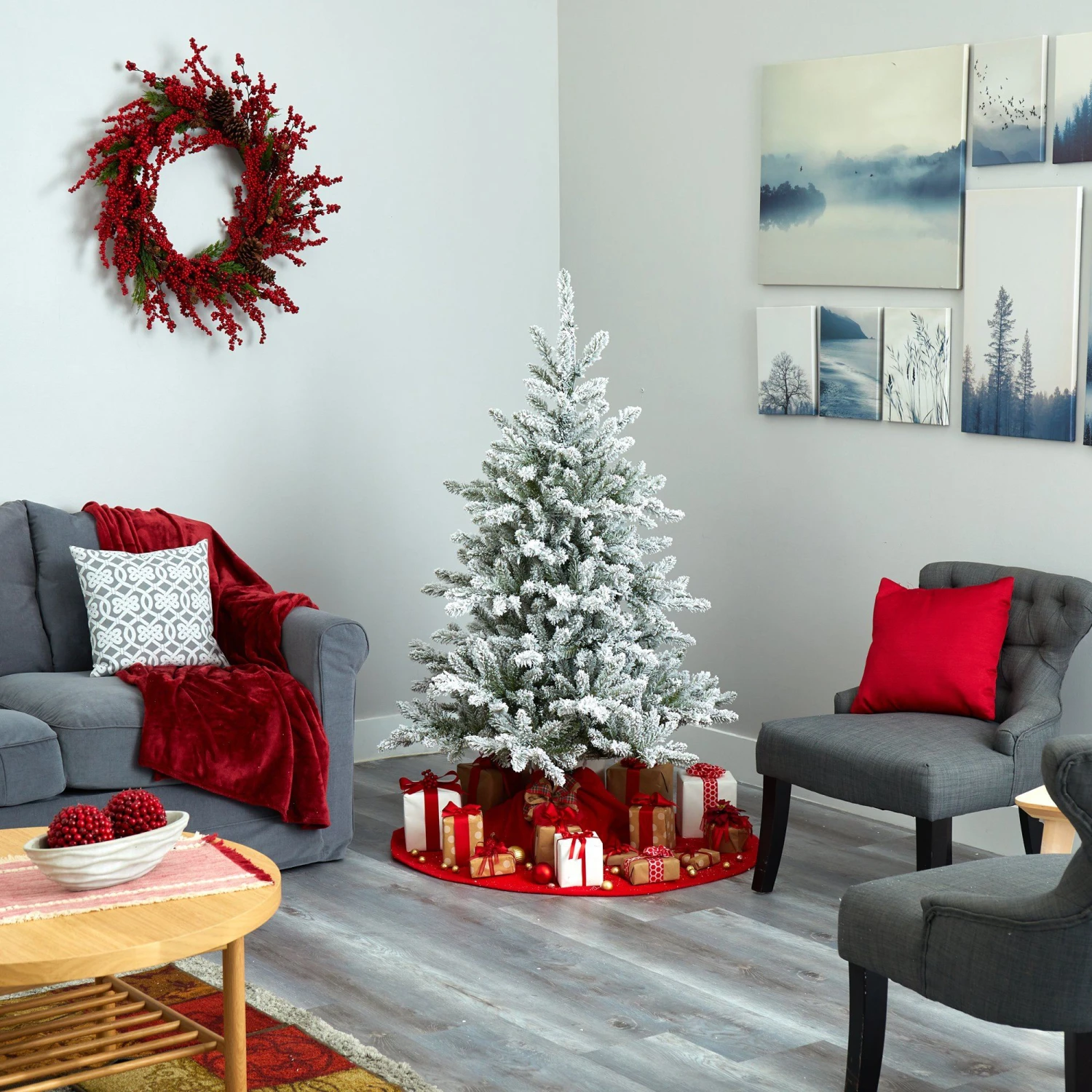 5’ Flocked West Virginia Spruce Artificial Christmas Tree With 200 Clear Lights And 604 Bendable Branches 9 5’ Flocked West Virginia Spruce Artificial Christmas Tree With 200 Clear Lights And 604 Bendable Branches - Image 7