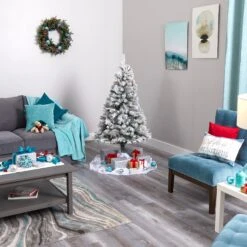 5' Flocked White River Mountain Pine Artificial Christmas Tree With Pinecones And 150 Clear LED Lights 15 5' Flocked White River Mountain Pine Artificial Christmas Tree With Pinecones And 150 Clear LED Lights -Artificial Flowers Sale artificial 5 flocked white river mountain pine artificial christmas tree with pinecones and 150 clear led lights nearly natural 709227