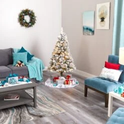 5' Flocked White River Mountain Pine Artificial Christmas Tree With Pinecones And 150 Clear LED Lights 14 5' Flocked White River Mountain Pine Artificial Christmas Tree With Pinecones And 150 Clear LED Lights -Artificial Flowers Sale artificial 5 flocked white river mountain pine artificial christmas tree with pinecones and 150 clear led lights nearly natural 913211