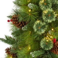 5’ Montana Mixed Pine Artificial Christmas Tree With Pine Cones, Berries And 250 Clear LED Lights -Artificial Flowers Sale artificial 5 montana mixed pine artificial christmas tree with pine cones berries and 250 clear led lights nearly natural 365819