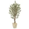 5’ Olive Artificial Tree In Country White Planter -Artificial Flowers Sale artificial 5 olive artificial tree in country white planter nearly natural 516752
