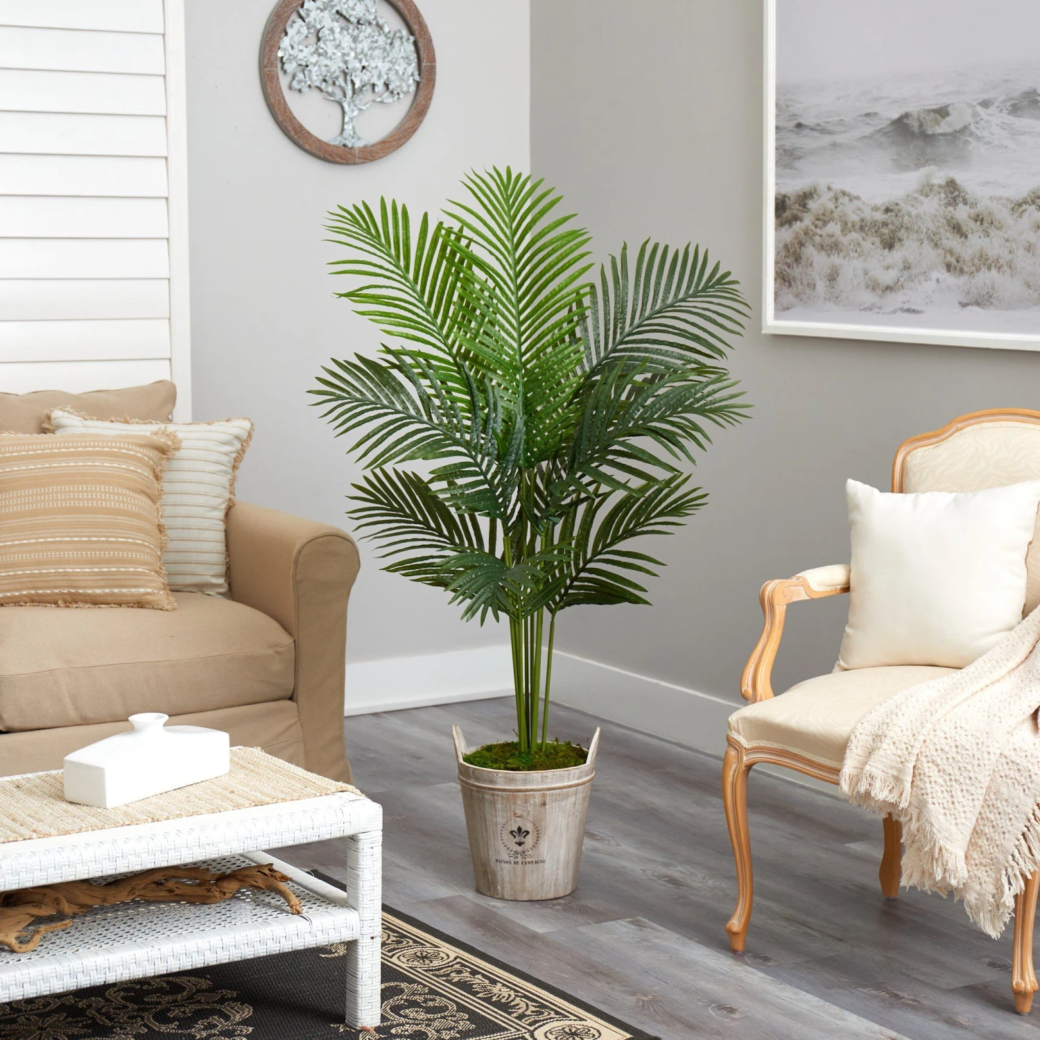 5’ Paradise Palm Artificial Tree In Farmhouse Planter 6 5’ Paradise Palm Artificial Tree In Farmhouse Planter - Image 4