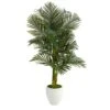5’ Paradise Palm Artificial Tree In White Planter With Faux Moss -Artificial Flowers Sale artificial 5 paradise palm artificial tree in white planter nearly natural 423054