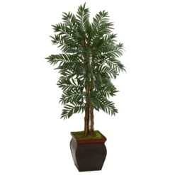5’ Parlor Palm Artificial Tree In Decorative Planter