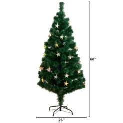 5' Pre-Lit Fiber Optic Artificial Christmas Tree With 60 Colorful Star-Shaped LED Lights -Artificial Flowers Sale artificial 5 pre lit fiber optic artificial christmas tree with 60 colorful star shaped led lights nearly natural 926606