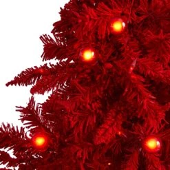 5' Red Flocked Fraser Fir Artificial Christmas Tree -Artificial Flowers Sale artificial 5 red flocked fraser fir artificial christmas tree with 250 red lights 26 globe bulbs and 490 bend nearly natural 619785
