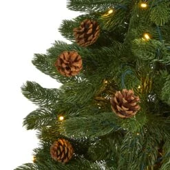 5' Rocky Mountain Spruce Artificial Christmas Tree With Pinecones And 100 Clear LED Lights -Artificial Flowers Sale artificial 5 rocky mountain spruce artificial christmas tree with pinecones and 100 clear led lights nearly natural 196667