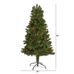 5' Rocky Mountain Spruce Artificial Christmas Tree With Pinecones And 100 Clear LED Lights -Artificial Flowers Sale artificial 5 rocky mountain spruce artificial christmas tree with pinecones and 100 clear led lights nearly natural 845467