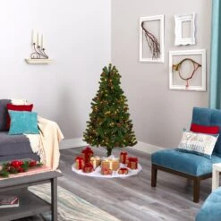 5' Rocky Mountain Spruce Artificial Christmas Tree With Pinecones And 100 Clear LED Lights -Artificial Flowers Sale artificial 5 rocky mountain spruce artificial christmas tree with pinecones and 100 clear led lights nearly natural 976709