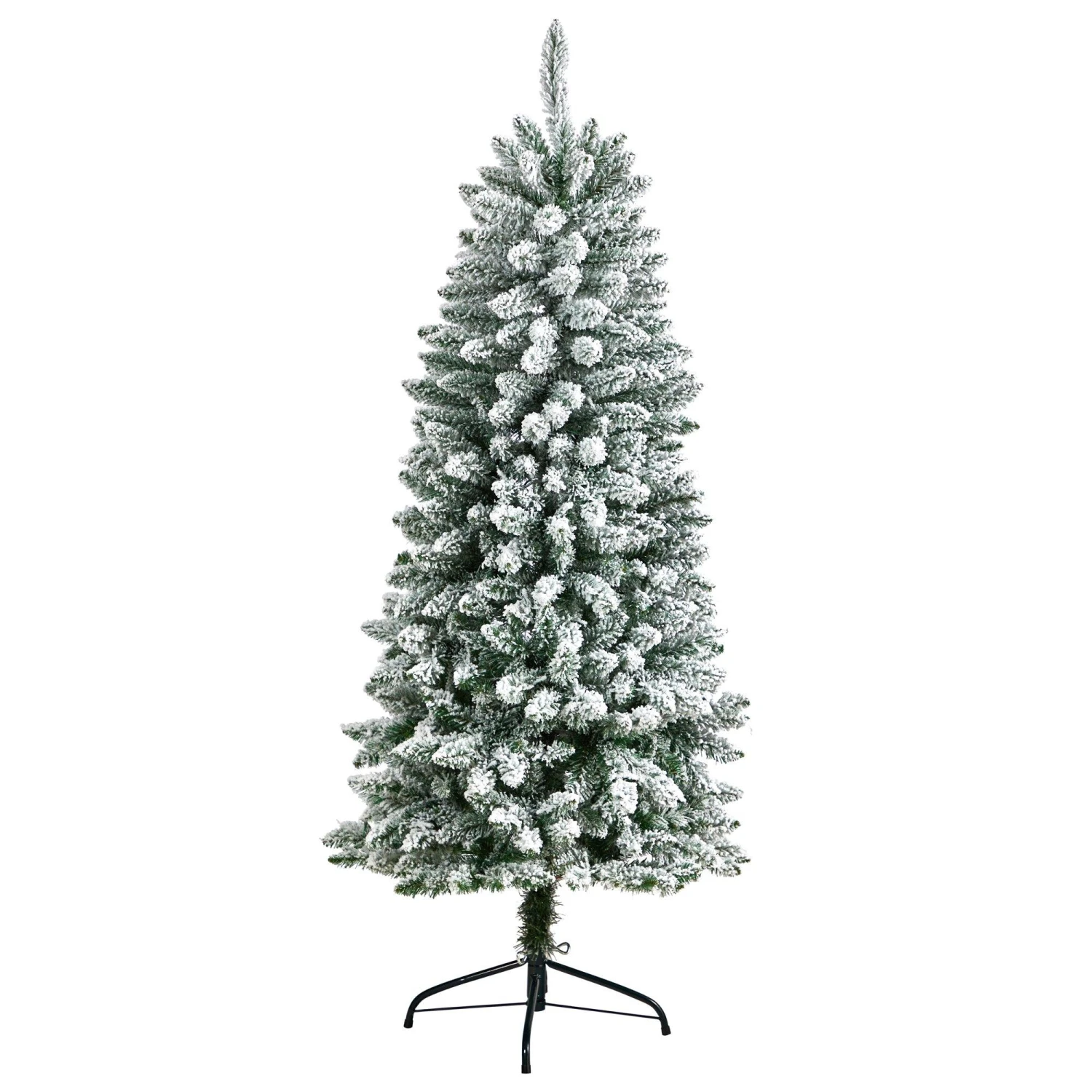 5’ Slim Flocked Montreal Fir Christmas Tree With 150 Warm White LED Lights And 491 Bendable Branches 5 5’ Slim Flocked Montreal Fir Christmas Tree With 150 Warm White LED Lights And 491 Bendable Branches - Image 3