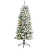 5’ Slim Flocked Montreal Fir Christmas Tree With 150 Warm White LED Lights And 491 Bendable Branches -Artificial Flowers Sale artificial 5 slim flocked montreal fir christmas tree with 150 warm white led lights and 491 bendable branches nearly natural 695414