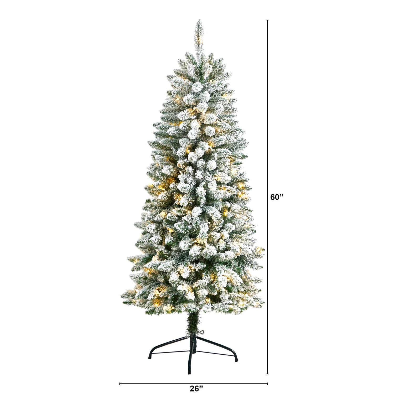 5’ Slim Flocked Montreal Fir Christmas Tree With 150 Warm White LED Lights And 491 Bendable Branches 4 5’ Slim Flocked Montreal Fir Christmas Tree With 150 Warm White LED Lights And 491 Bendable Branches - Image 2