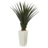 5' Spiky Agave Artificial Plant In White Tower Planter