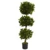 5' Triple Bay Leaf Topiary UV Resistant (Indoor/Outdoor) -Artificial Flowers Sale artificial 5 triple bay leaf topiary uv resistant indooroutdoor nearly natural 890428