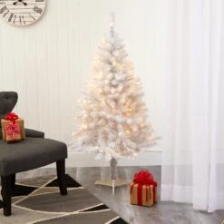 5' White Artificial Christmas Tree With 350 Bendable Branches And 150 Clear LED Lights 13 5' White Artificial Christmas Tree With 350 Bendable Branches And 150 Clear LED Lights -Artificial Flowers Sale artificial 5 white artificial christmas tree with 350 bendable branches and 150 clear led lights nearly natural 652634