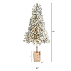5' Winter Flocked Leaning Christmas Tree Pre-Lit 11 5' Winter Flocked Leaning Christmas Tree Pre-Lit -Artificial Flowers Sale artificial 5 winter flocked leaning tree pre lit with 150 led lights and 288 branches in decorative planter nearly natural 842841