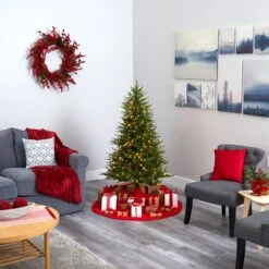 5’ Wisconsin Fir Artificial Christmas Tree With 250 Warm White LED Lights And 578 Bendable Branches -Artificial Flowers Sale artificial 5 wisconsin fir artificial christmas tree with 250 warm white led lights and 578 bendable branches nearly natural 992956