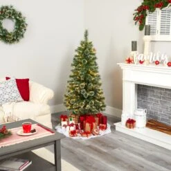 5’ Wisconsin Slim Snow Tip Pine Artificial Christmas Tree With 150 Clear LED Lights 14 5’ Wisconsin Slim Snow Tip Pine Artificial Christmas Tree With 150 Clear LED Lights -Artificial Flowers Sale artificial 5 wisconsin slim snow tip pine artificial christmas tree with 150 clear led lights nearly natural 108053