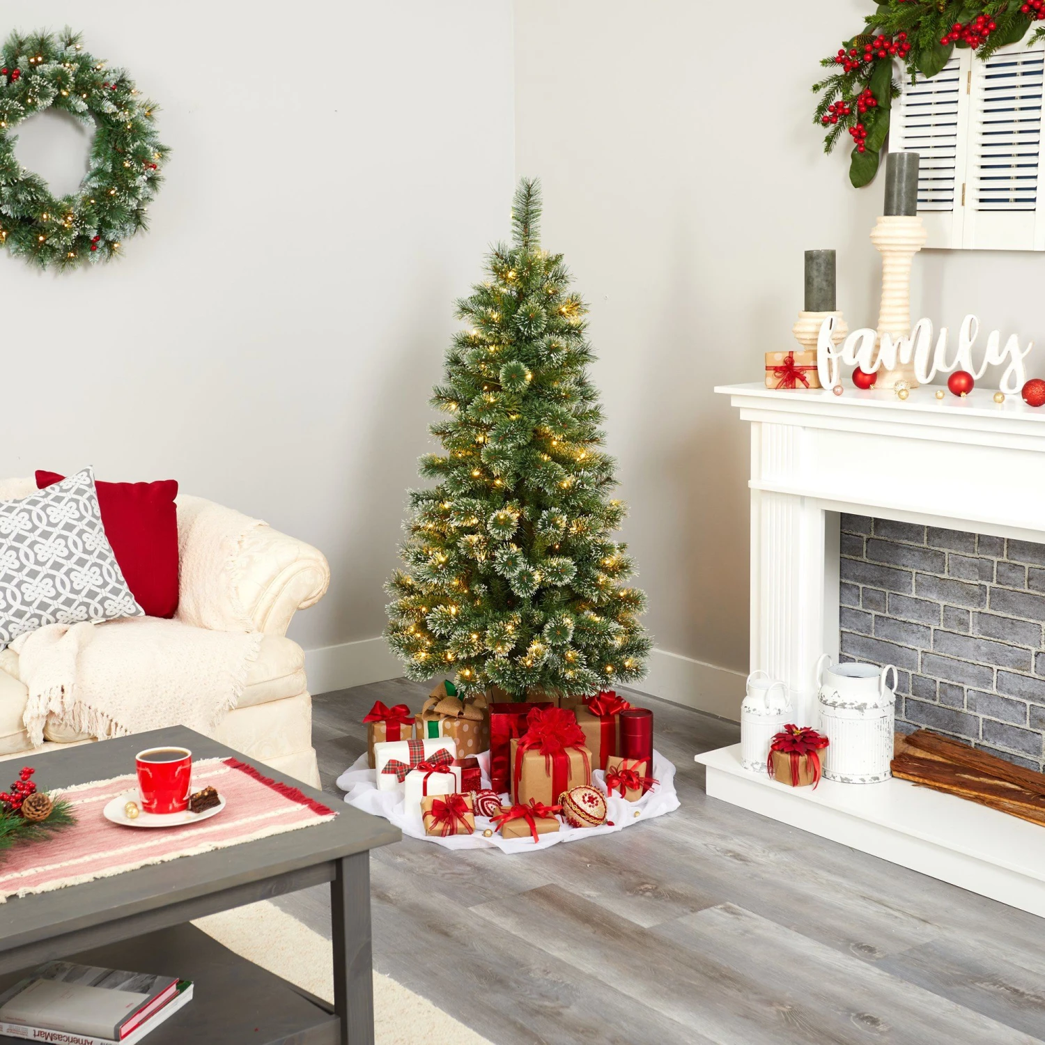 5’ Wisconsin Slim Snow Tip Pine Artificial Christmas Tree With 150 Clear LED Lights 8 5’ Wisconsin Slim Snow Tip Pine Artificial Christmas Tree With 150 Clear LED Lights - Image 6